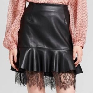 Leather & Lace Mini Skirt - 14 Who What Wear